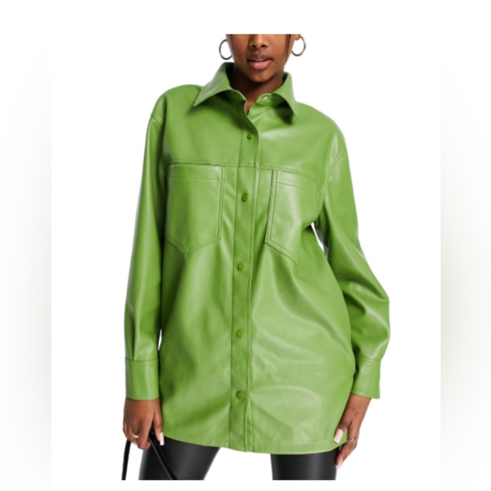 Topshop Maddie Faux Leather Shacket